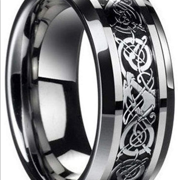 Stainless steel Celtic dragon ring - Picture 2 of 4